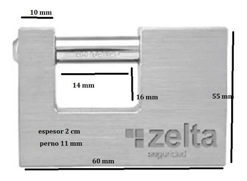 Imagen 2 de 4 de Candado Macizo Seguridad 60mm Persiana Porton Blindado