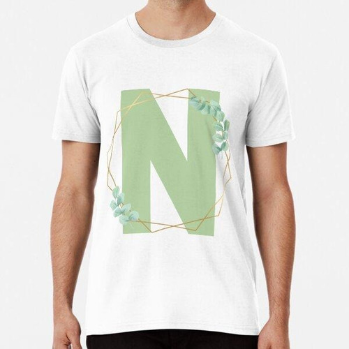 Remera The Letter N Sage Green Decorative Lettering With Gol