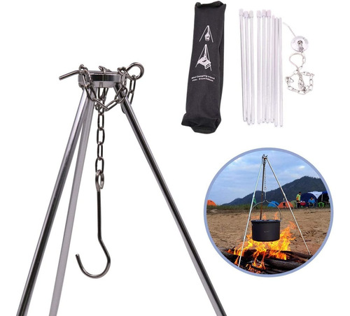 Tripode Soporte De Olla Alto 70-110 Cm Hasta 10 Kg Camping