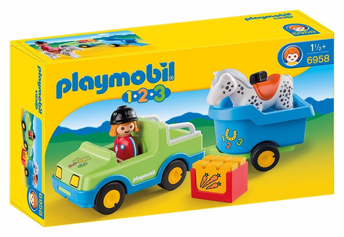 Playmobil 6958 - 123 Auto Con Remolque Y Caballo