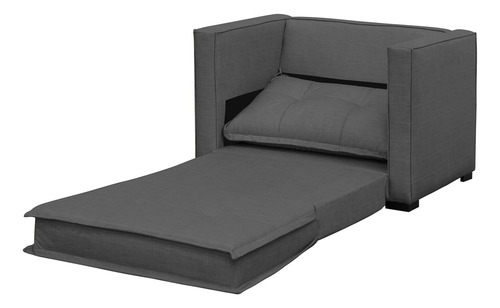 Sofá Cama Solteiro Poltrona Sala Londres Suede Cinza Escuro