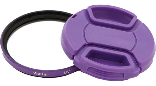 Vivitar 49mm Uv Filter And Snap-on Lens Cap (purple)