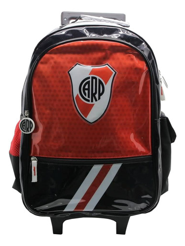 Mochila Escolar River Plate Club Futbol Equipo Con Carro Color Negro Diseño De La Tela Liso