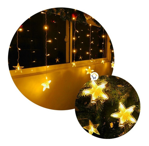 Luces Led Estrella X136 Led Cortina 4m Navidad Cálida Ce136n