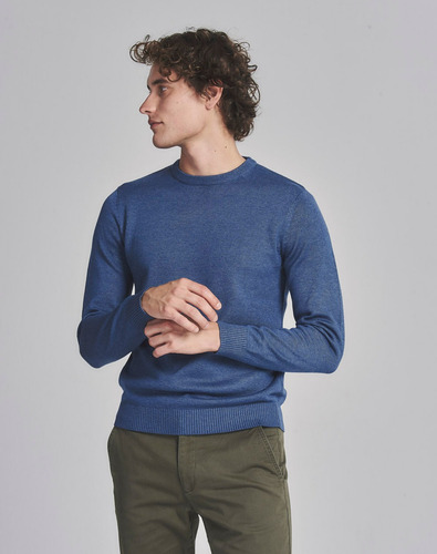 Sweater Voer, Escote Redondo, Hombre, Algodón, Azul, Equus