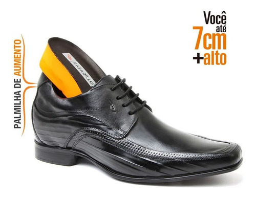 Imagem 2 de 3 de Sapato Rafarillo Alth 3206 Couro Legitimo 7 Cm + Alto Preto