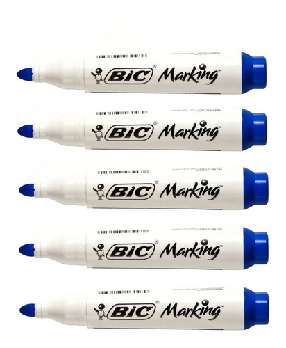 Pincel Quadro Branco Recarregável Bic Marking 2.0mm Azul C/5