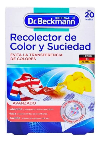 Dr. Beckmann Recolector De Color Y Suciedad 20 Toallitas