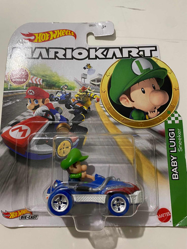 Carrito Hotwheels Mario Kart Baby Luigi 1:64