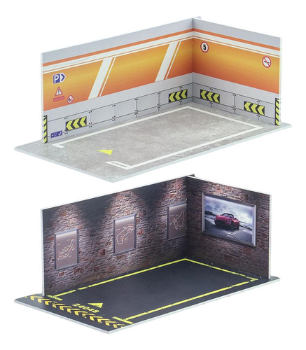 2x 1/24 Coche Modelo Juguete Coche Muro Naranja