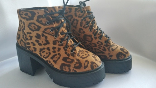 Botines Taco Mujer 38 Animal Print Opposite Nuevos