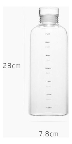 Botella De Agua De Escala De Tiempo Vidrio 750ml Con Tapa