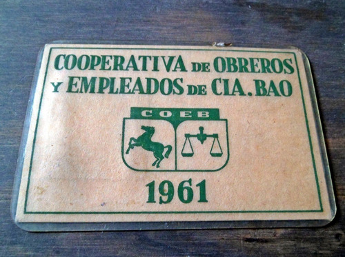 Carnet Cooperativa Obreros Y Empleados Bao 1961