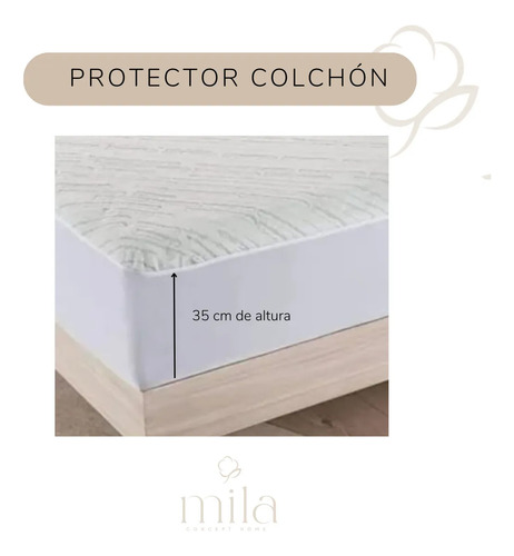 Protector Cubre Colchón Impermeable Queen Size Mila Bamboo Suave Transpirable Antiderrames Hipoalergénico Ajuste Elástico Lavable Antibacterial Protección Completa Contra Líquidos Y Ácaros