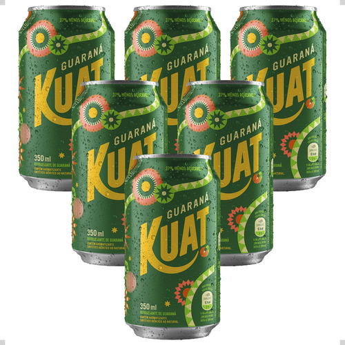 Refrigerante De Guaraná Kuat 350ml Lata Pack Com 6un