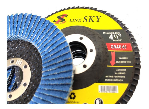 Imagem 5 de 9 de Kit 10 Disco Lixa Flap Grao 60 115x22 Lixadeira 4.1/2 X 7/8