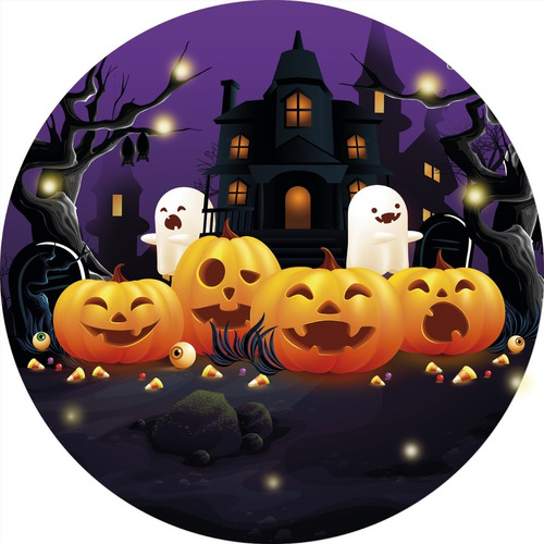 Painel De Festa- Halloween Aboboras E Fantasmas- 1,50x1,50