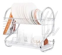 Comprar Secaplatos 2 Pisos Escurridor Cubiertos Organizador Acero
