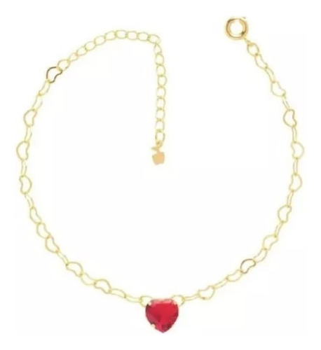 17 Pulseiras Coração Marsala Madrinha Sem Inicial Ouro Comprimento 17 Cm Diâmetro 0.01 Cm