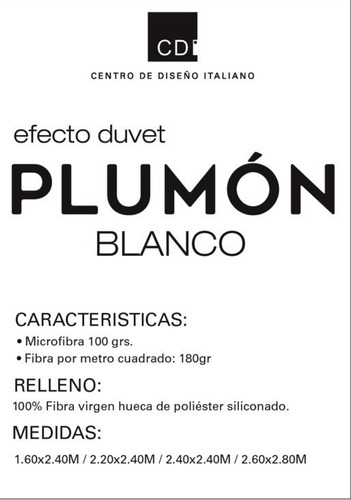 Acolchado Edredon Reversible Simil Plumon Duvet 2 1/2 Plazas