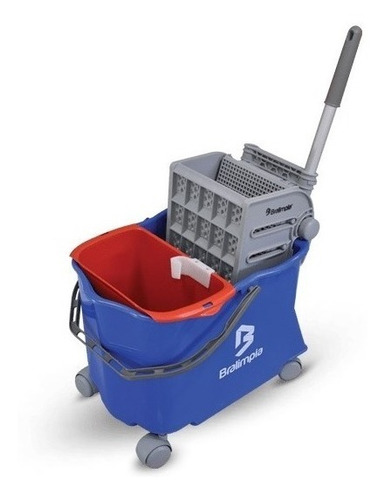 Imagem 2 de 7 de Kit Carrinho + Cabo + Mop Úmido Doblo Flex 20 Bralimpia Azul