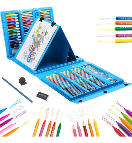 Set Dibujo Portátil 208 Piezas De Arte Para Niños Kit