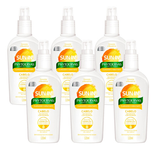 Kit Com 6 Phytoervas Sun In Clareador De Cabelos 120ml