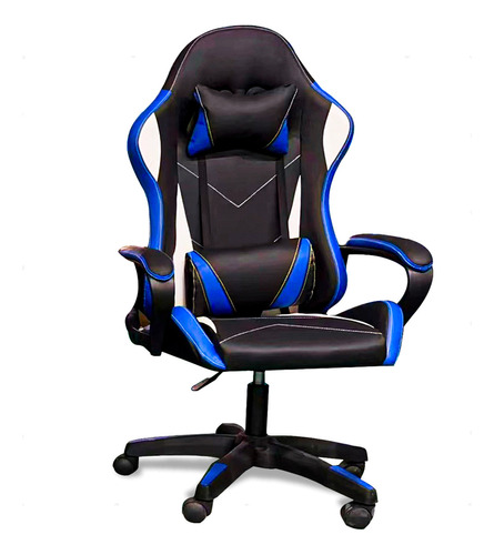 Cadeira Ergonomica Ajustavel Giratoria Reclinavel Laranja Cor Azul Material Do Estofamento Couro Sintético