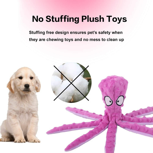Dog Squeaky Toys Octopus, Perro De Peluche Arrugado Sin R...