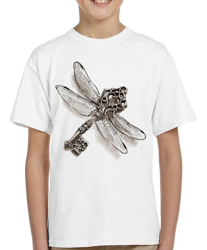 Remera De Niño Key Dragonfly Diseño Dibujo Art Llave