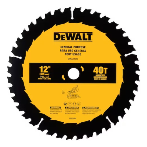 Disco de sierra con hoja circular 40d de 12 pulgadas - Dwa11240 Dewalt