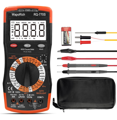 Multmetro Digital Rq-770s, Trms 6000 Conteos, Voltmetro De R