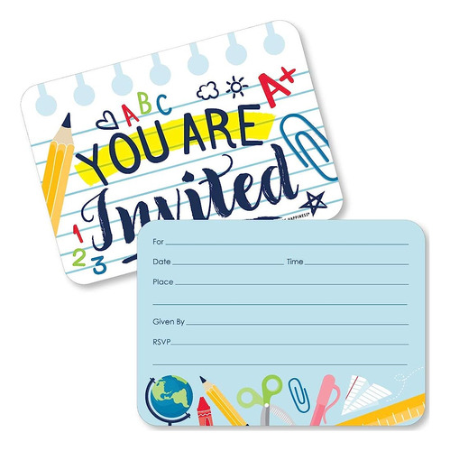 Big Dot Of Happiness Back To School - Shaped Fill-in Invitat