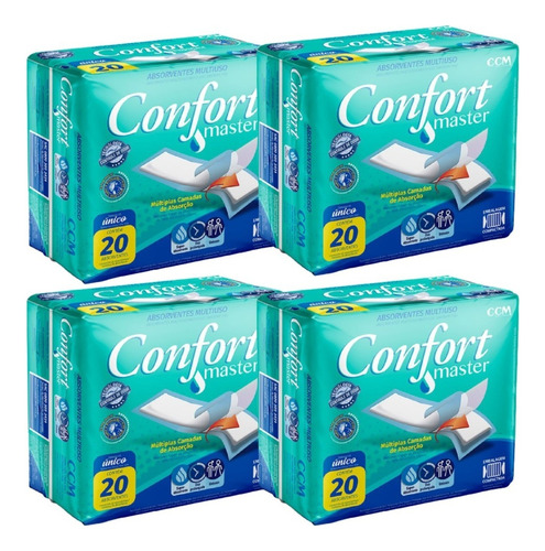 Kit 4 Pacotes De Absorvente Geriátrico Confort Master C/20