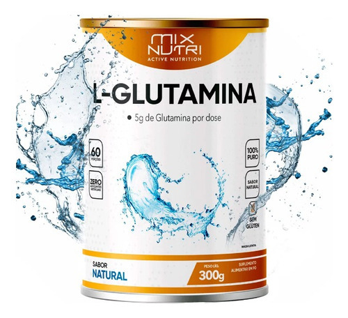 L-glutamina Pura Premium - Mix Nutri - 300g Sabor Natural