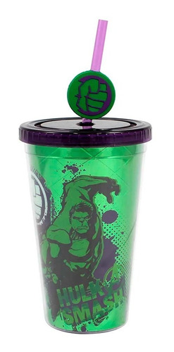 Copo Canudo 500ml Hulk - Vingadores Marvel Original