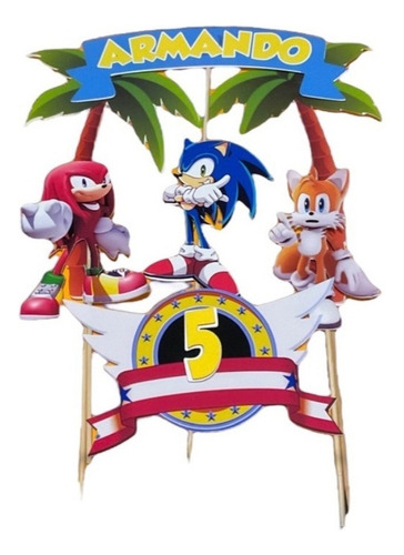Topper Para Pastel Sonic Personalizable  