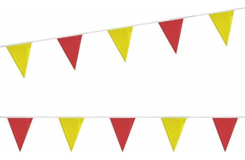 Tira Banderín Rojo Y Amarillo 50 Metros Triangular