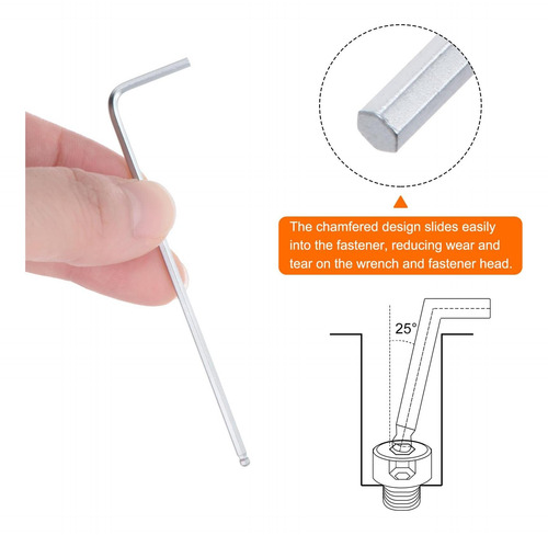 Llave Hexagonal Harfington De 2 Mm Con Punta Esférica, 4 Uni