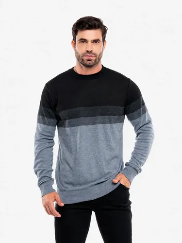 Suéter Tricot Careca Importado Listrado Gola Redonda Inverno G