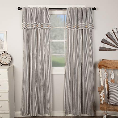 Farmhouse Tic Stripe Gray Panel Curtains  Set Of 2  96 ...