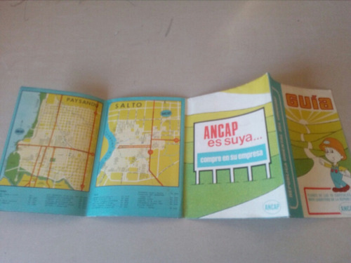 Antiguo Mapa Rutero Uruguay Ancap Deco Coleccion