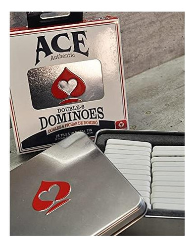 Lata Ace Double Six Dominó En Case, Color Blanco