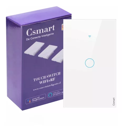 Interruptor De Pared Inteligente Sin Neutro Wifi De 1 Canal Touch