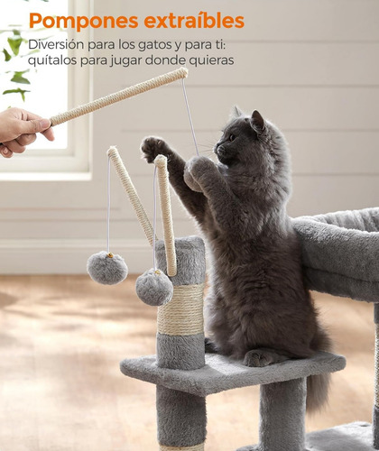 Árbol Rascador Para Gato Torre D Juego Cama Cueva 72x53x33cm Gris