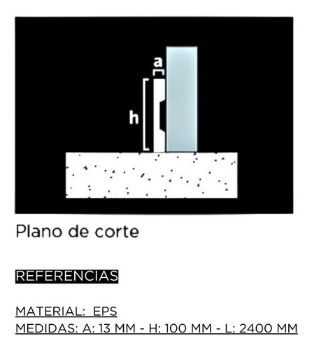 Zocalo Sustentable Eps Simple Blanco 100x13x2400 Mm Moldumet Blanco