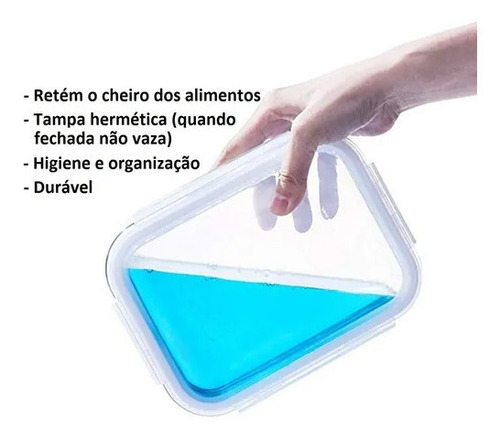 Imagem 6 de 8 de Pote Vidro Retangular 370ml Tampa Hermética Casa Linda