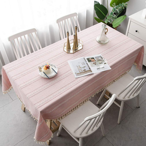 Mantel De Vinilo Navideño Rosa Para Mesa Rectangular 140x140