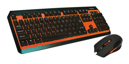 Imagen 2 de 2 de Kit de teclado y mouse gamer inalámbrico Noga NKB-40 Español de color negro y naranja