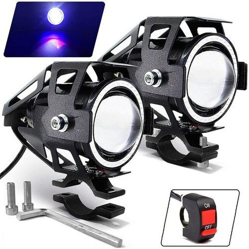 Par Faros U7 Auxiliar Moto Led Zoom + Ojo De Angel + Switch